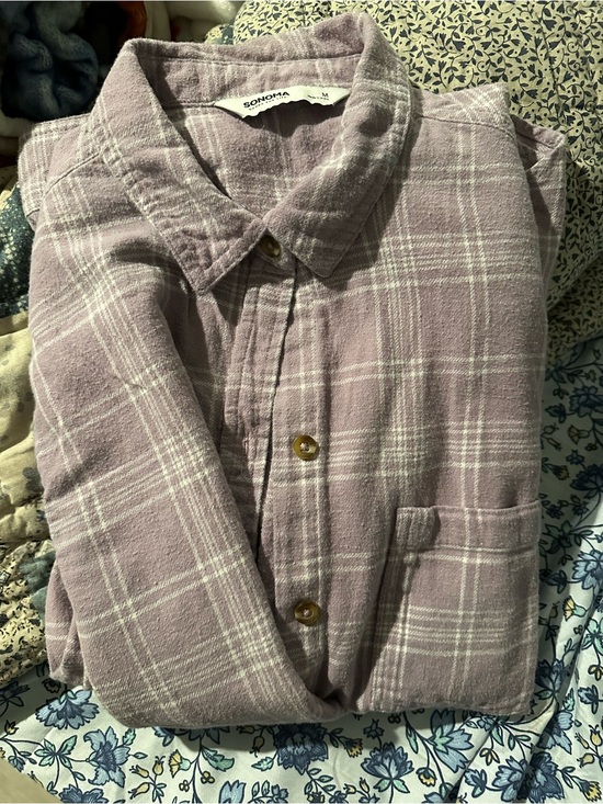 Sonoma Tops - Sonoma Lavender Plaid Button-Down Shirt